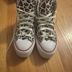 Custom Designed Converse White/Tan Canvas Sneakers
